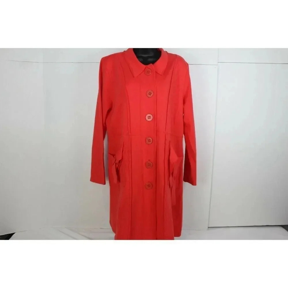 NWT Habitat Women’s Red Long Button Front Coat Jacket Size L